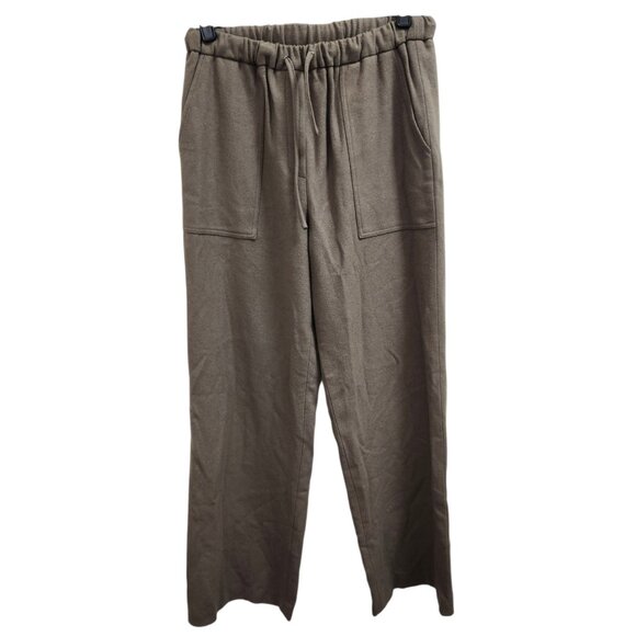 Moia wool blend pants womens brown drawstring elastic waist pockets Korean style - Picture 2 of 9